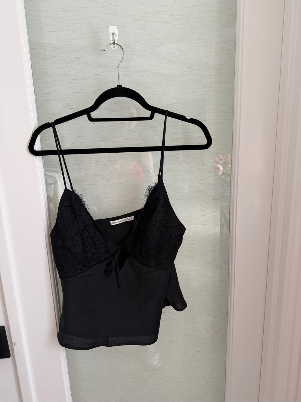 Abercrombie & Fitch Black Lace-Trim Satin Camisole